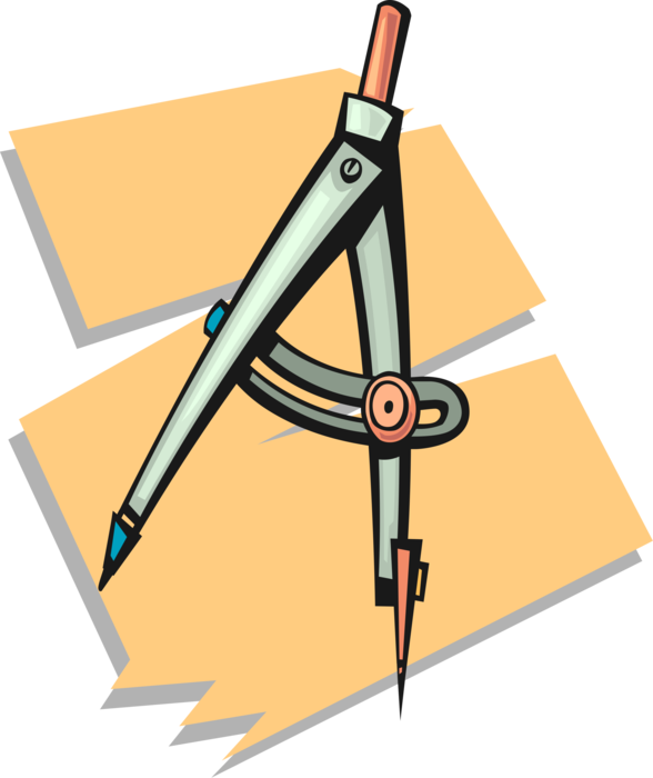 Vector Illustration of Compass Drawing, Drafting, and Measurement Tool