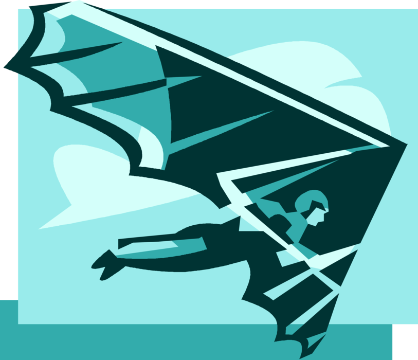 Vector Illustration of Recreational Air Sport Hang Glider Hang Gliding