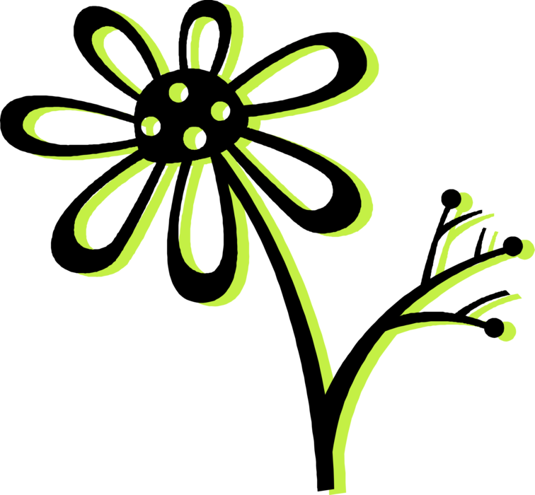 Vector Illustration of Daisy Flower Blossom and Stem