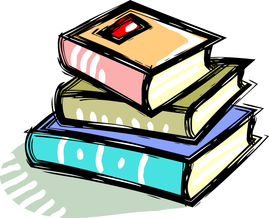 Vector Illustration of Books as Printed Works of Literature Fiction or Nonfiction Borrowed from Lending Library