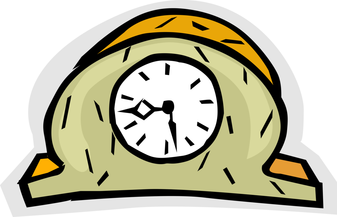 Vector Illustration of Mantle Clock Indicates, Keeps and Co-ordinates Time