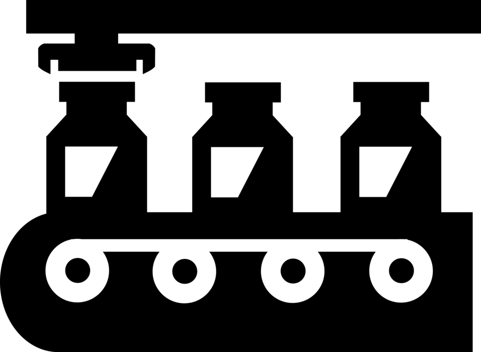 Vector Illustration of Industrial Manufacturing Process Assembly Line Conveyor Belt