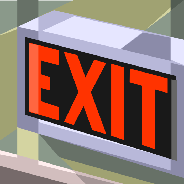 Vector Illustration of Illuminated Exit Sign