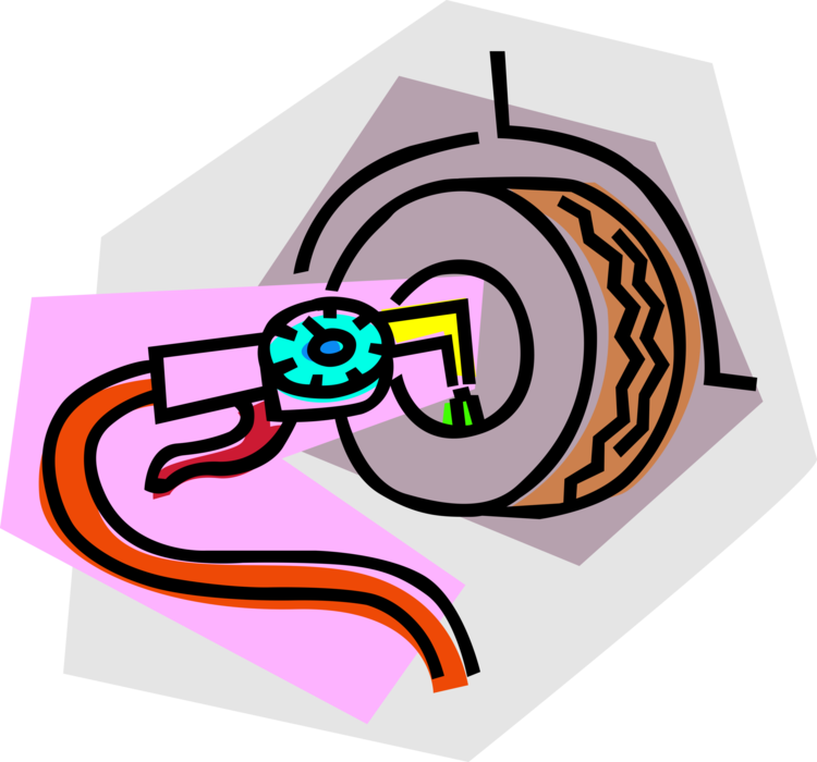 Vector Illustration of Automobile Service Garage Tire Pressure Air Hose and Air Pressure Gauge