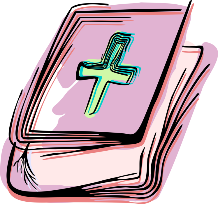 Vector Illustration of Christian Holy Bible Word of God Religious Book with Crucifix Cross