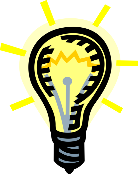 Vector Illustration of Electric Light Bulb Shines Light
