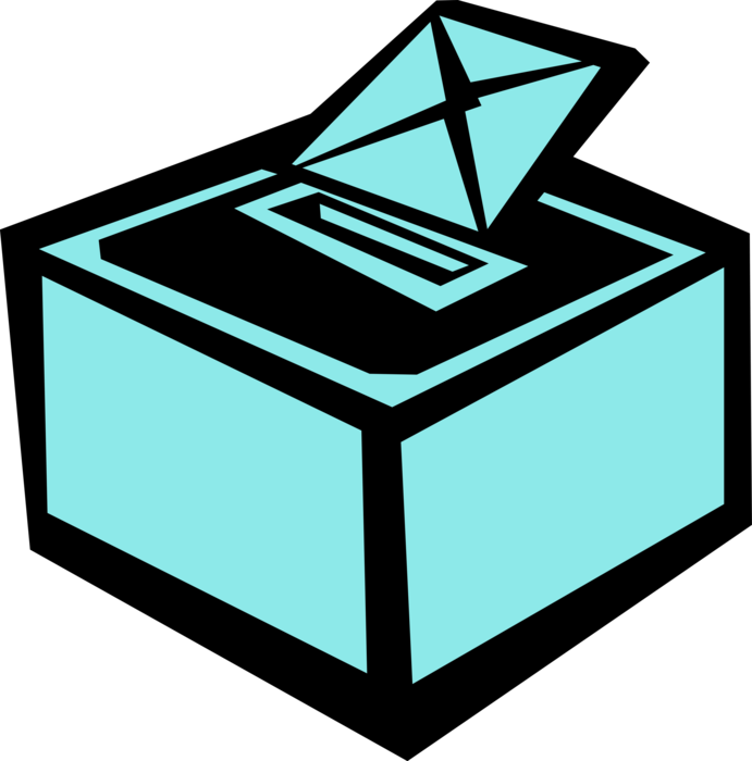 Vector Illustration of Voters Place Votes in Political Ballot Box for Democratic Election Candidate