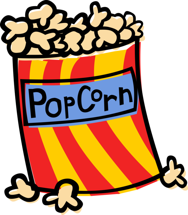 Vector Illustration of Popping Corn Popcorn Snack Food Eaten in Movie Theater or Theatre