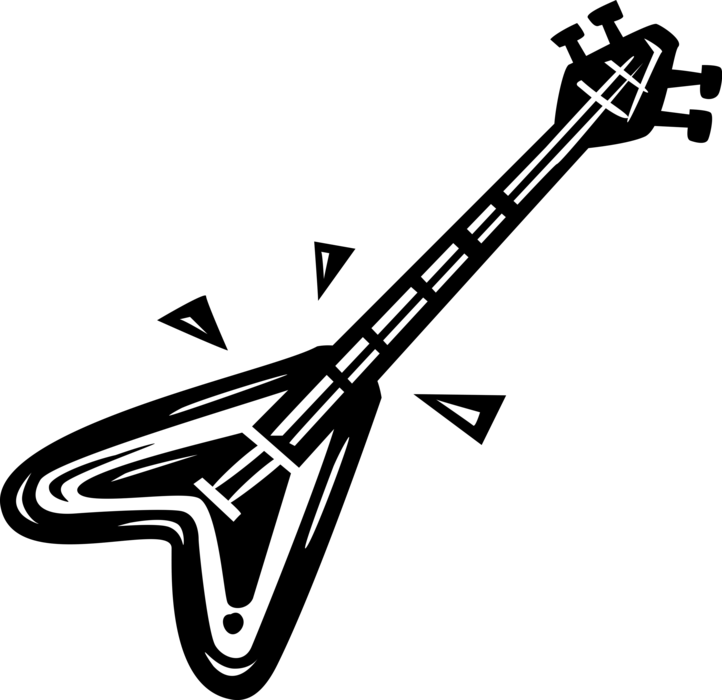 Vector Illustration of Electric Bass Guitar Musical String Instrument