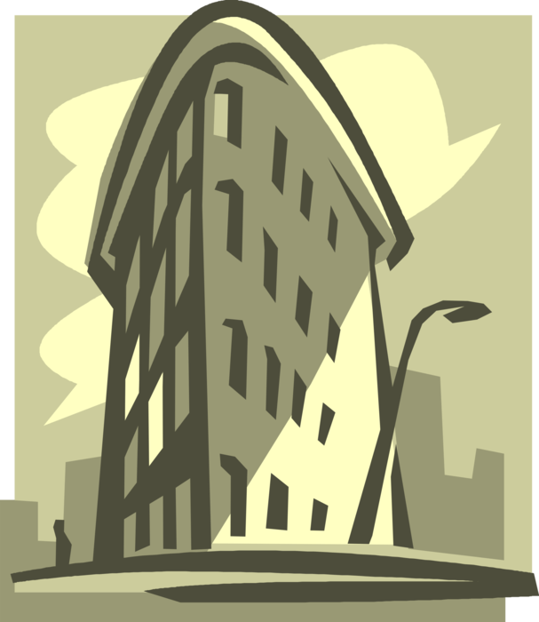 Vector Illustration of Flatiron Building Ground-breaking Skyscraper Building New York City