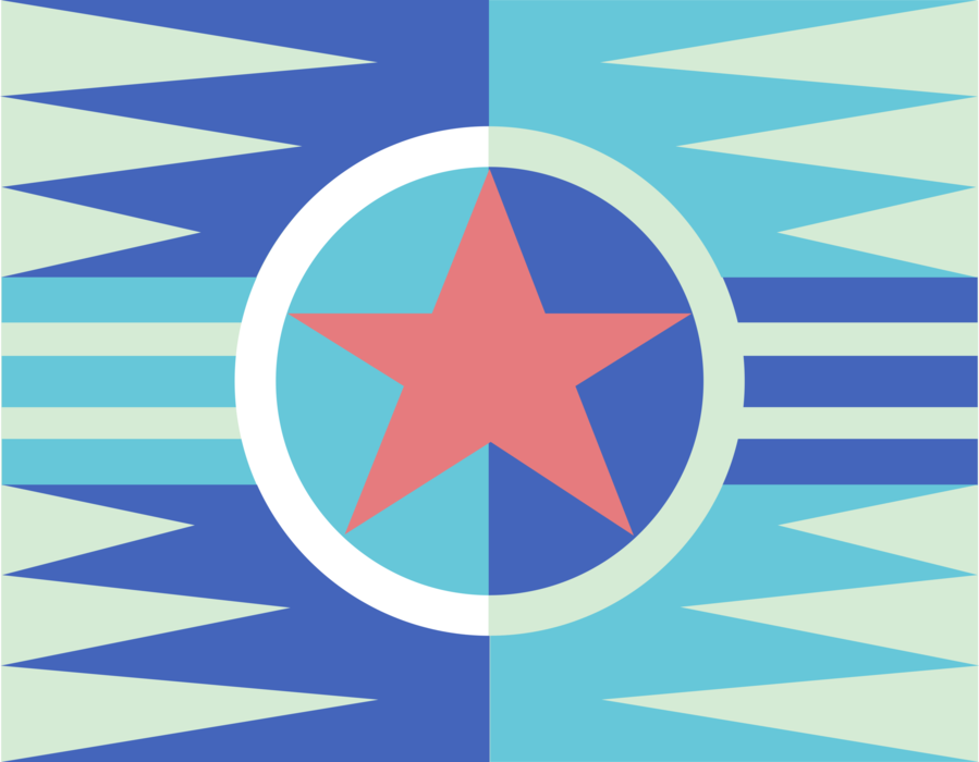 Vector Illustration of Military Stripe with Star Emblem Symbol