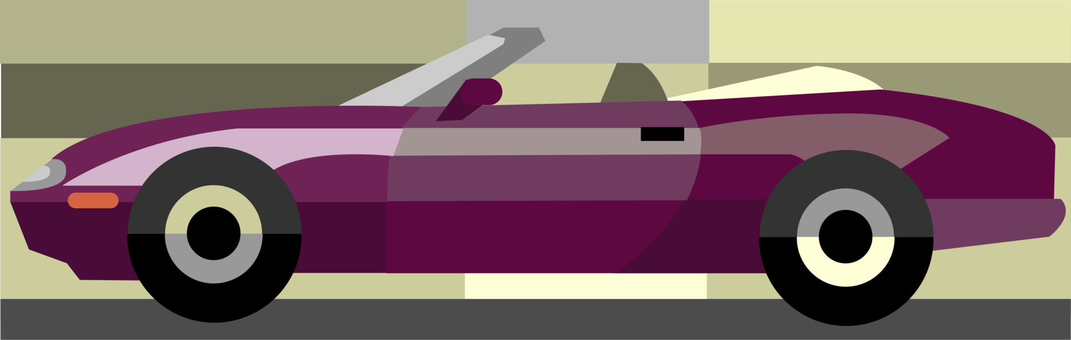 Vector Illustration of Convertible Sports Car Automobile Motor Vehicle