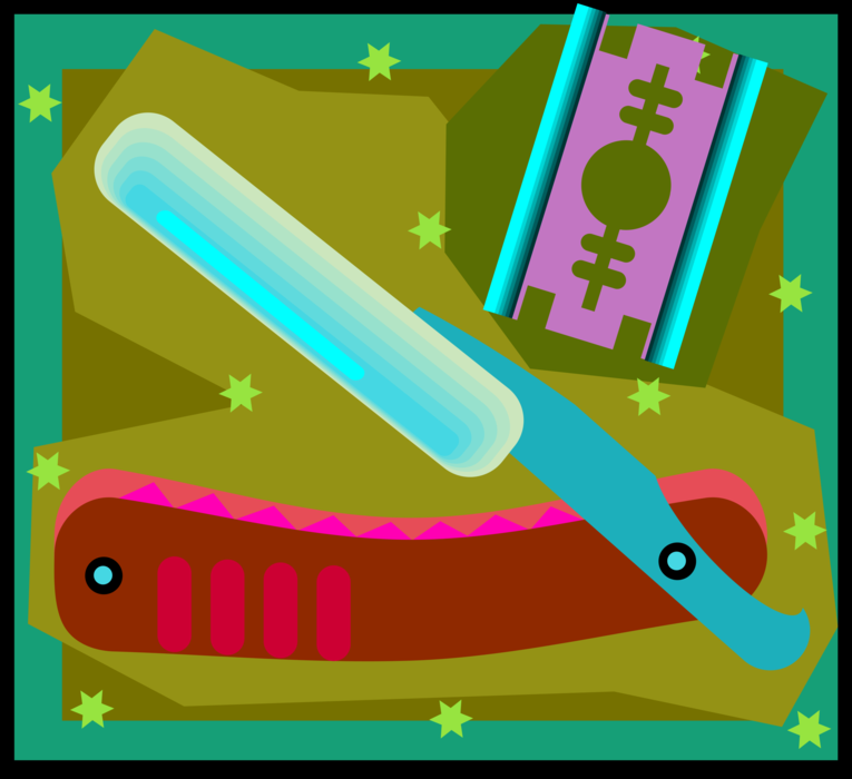 Vector Illustration of Barber and Hairdresser Salon Straight Razor with Razor Blade for Shaving