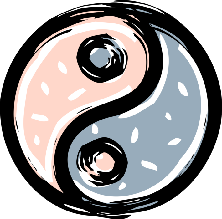 Vector Illustration of Chinese Philosophy Yin and Yang Says Opposite Forces are Complementary