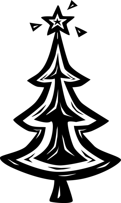 Vector Illustration of Festive Season Christmas Tree with Star