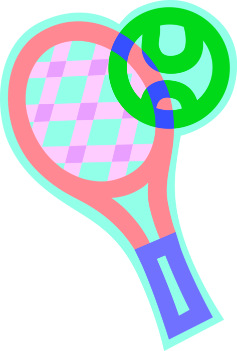 Vector Illustration of Sport of Tennis Racket or Racquet and Tennis Ball