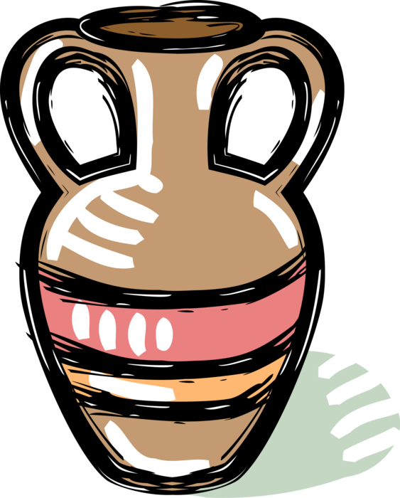Vector Illustration of Terracotta Vase or Amphora Container for Transport and Storage from Neolithic Period of Antiquity