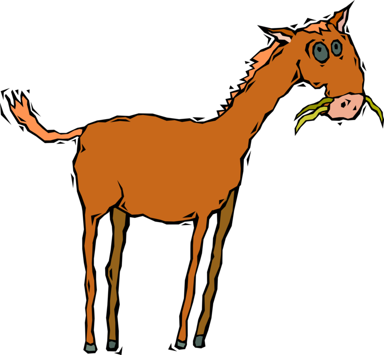 Vector Illustration of Equestrian Horse Loves Hay
