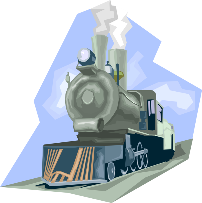 Vector Illustration of Rail Transport Steam Locomotive Railway Train Engine