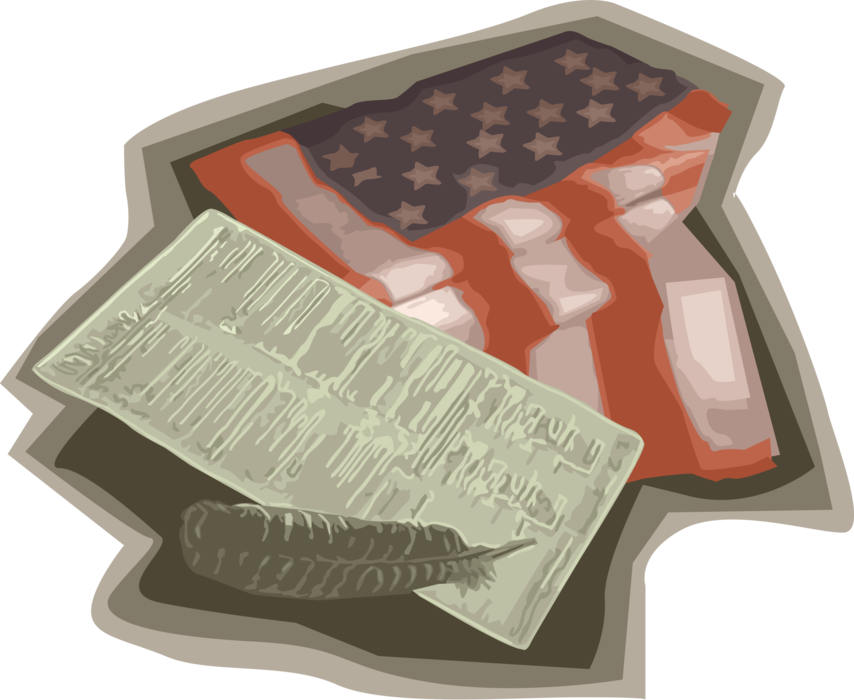 Vector Illustration of American Declaration of Independence with Flag of the United States of America