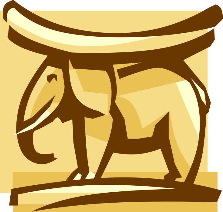 Vector Illustration of Working Asian Elephant Carries Load