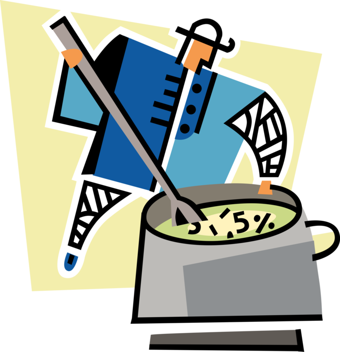 Vector Illustration of Mixing the Right Ingredients in Soup Pot
