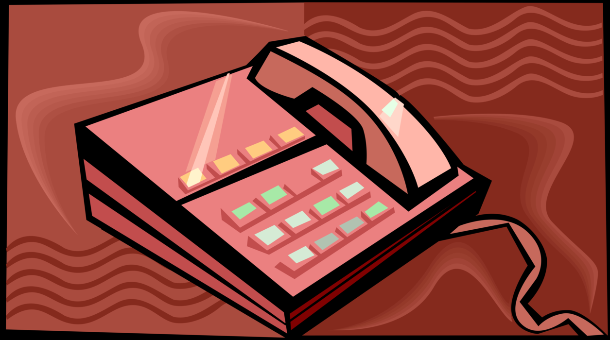 Vector Illustration of Landline Telecommunications Device Telephone or Phone Enables Direct Conversation