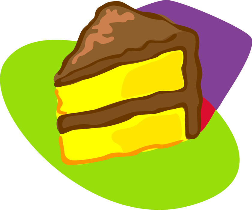 Vector Illustration of Dessert Cake with Chocolate Frosting or Icing