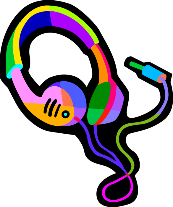 Vector Illustration of Listening Device Headphones Earspeakers or Earphones