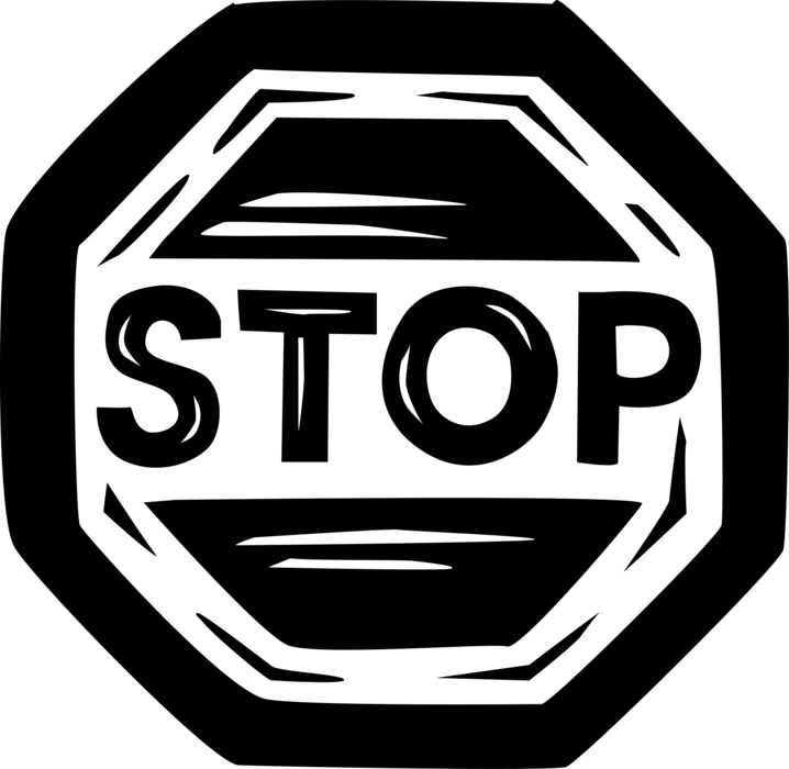 Vector Illustration of Traffic Stop Sign Notifies Motorist Drivers They Must Stop Before Proceeding