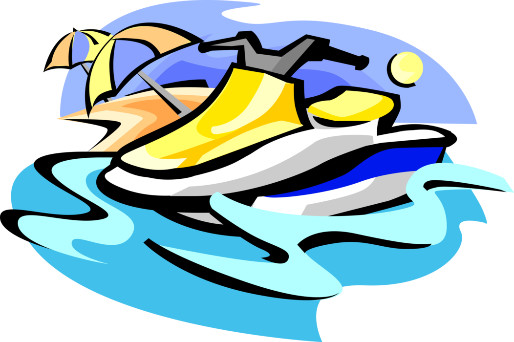 Vector Illustration of Personal Watercraft Water Sports Jet Ski or Sea-Doo