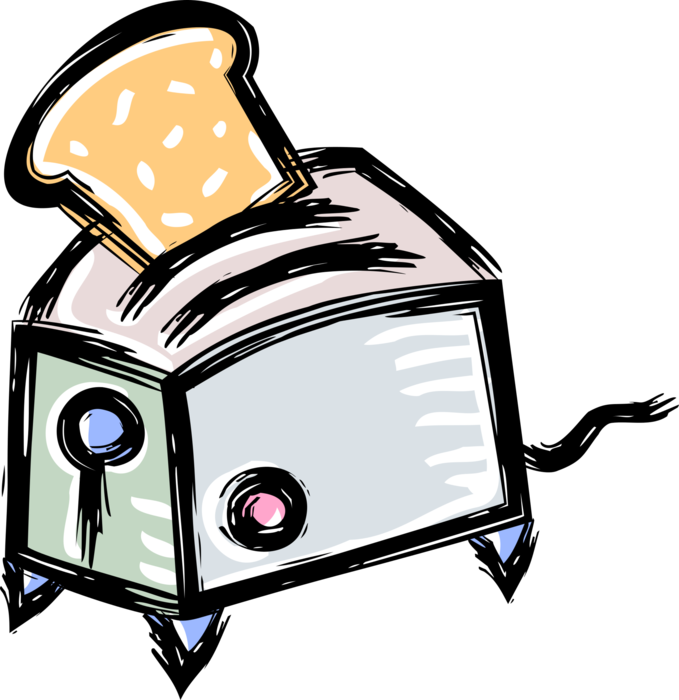 Vector Illustration of Small Electric Kitchen Appliance Toaster or Toast Maker 