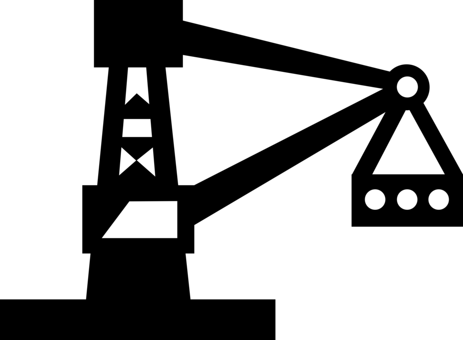 Vector Illustration of Shipping Crane Lifting Load