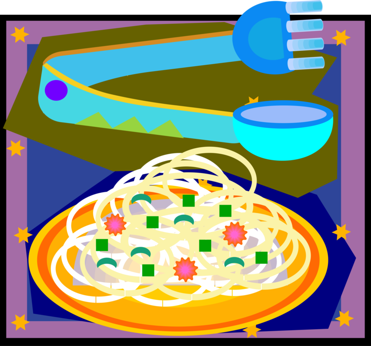 Vector Illustration of Italian Cuisine Pasta Spaghetti Dinner