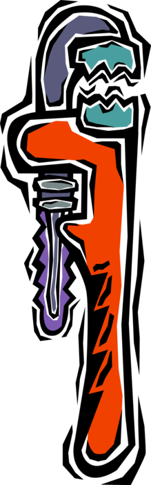 Vector Illustration of Monkey Wrench Pipe Wrench or Stillson Wrench used for Turning Soft Iron Pipes