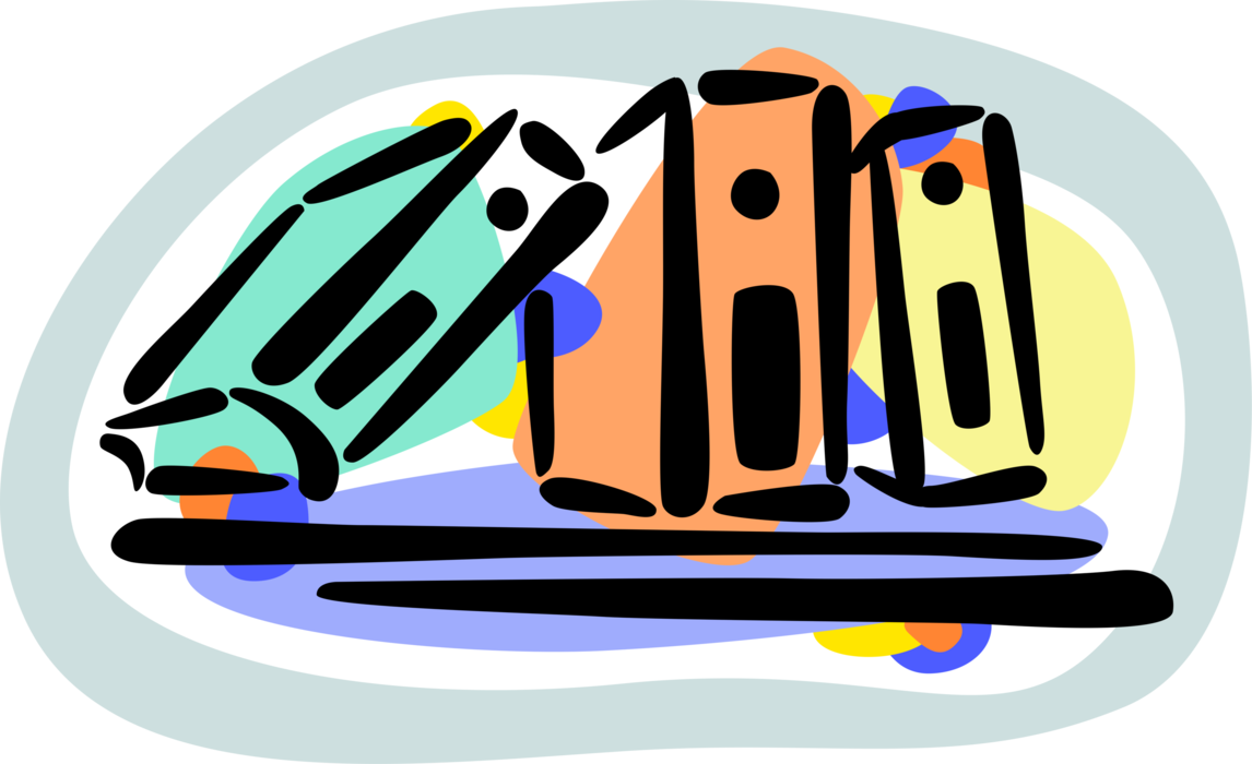 Vector Illustration of Books as Printed Works of Literature Fiction or Nonfiction Borrowed from Lending Library