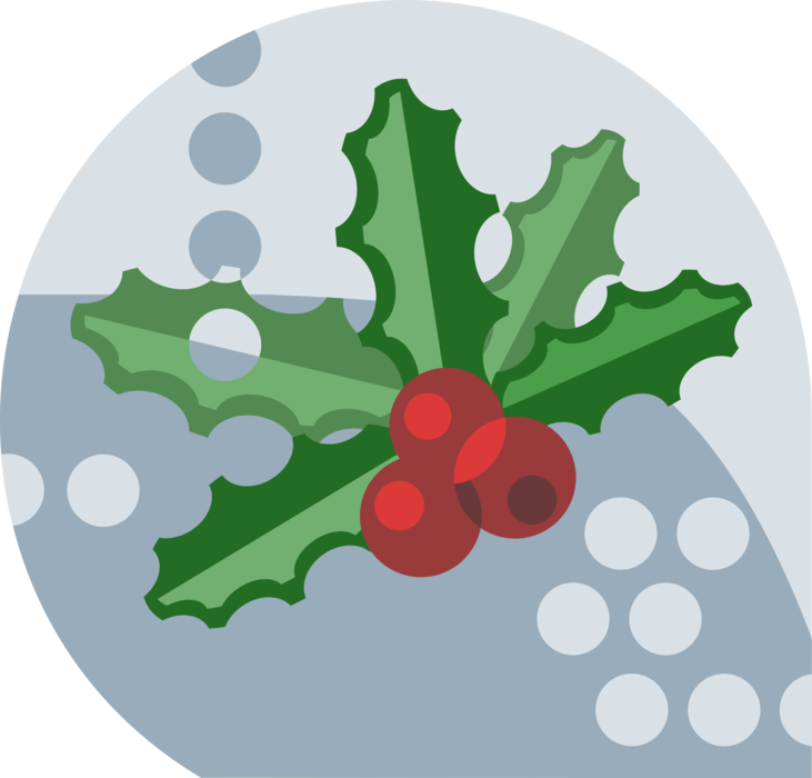 Vector Illustration of Traditional Christmas Holly Decoration