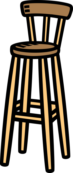 Vector Illustration of Barroom Barstool Chair Stool Furniture