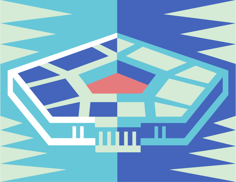 Vector Illustration of Pentagon Headquarters of United States Department of Defense, Washington, D.C.