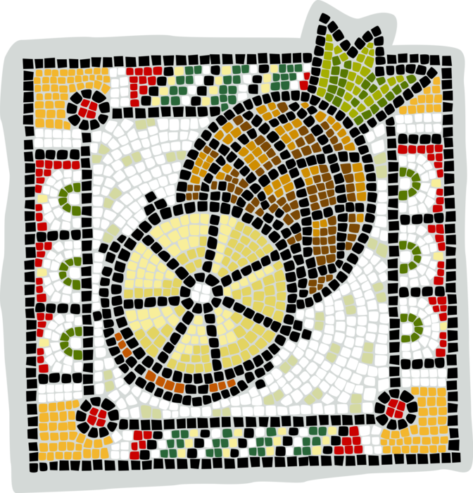 Vector Illustration of Decorative Mosaic Tropical Plant Pineapple Fruit Food
