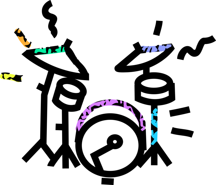 Vector Illustration of Drum Set or Drum Kit Percussion Instrument