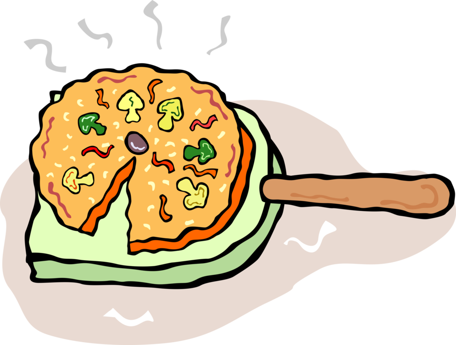 Vector Illustration of Flatbread Pizza Topped with Tomato Sauce and Cheese