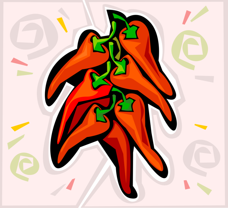 Vector Illustration of Cayenne Red Hot Chili or Chilli Peppers