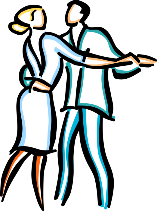 Vector Illustration of Romantic Couple Dance in Ballroom Dancing Competition