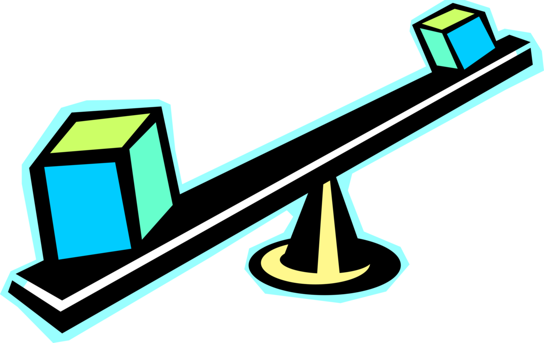 Vector Illustration of See Saw Teeter Totter with Boxes Lacking Balance