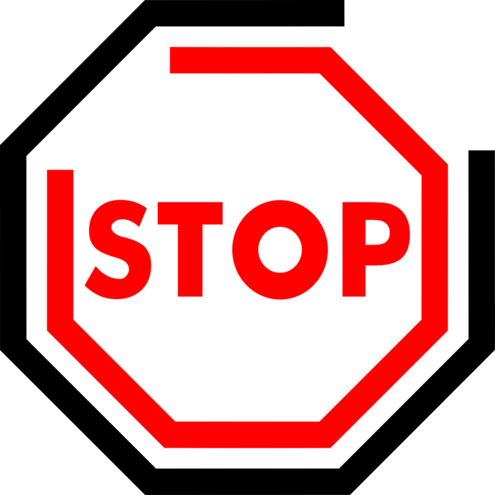 Vector Illustration of Traffic Stop Sign Notifies Motorist Drivers They Must Stop Before Proceeding