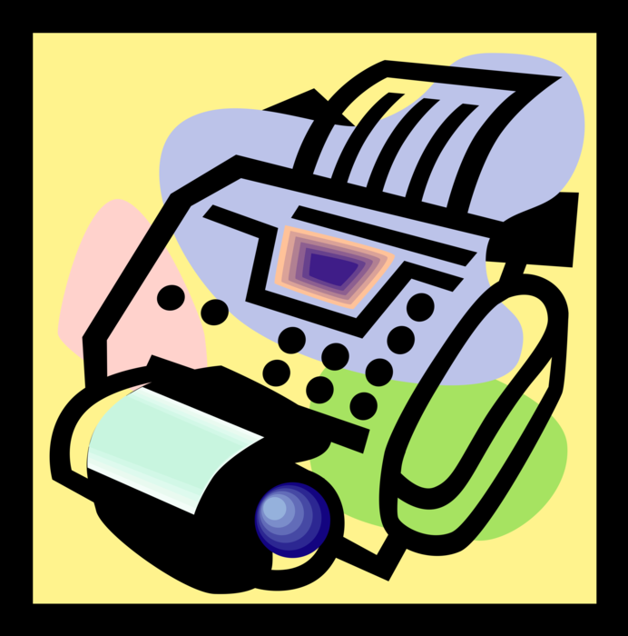 Vector Illustration of Fax Facsimile Telephonic Transmission Device