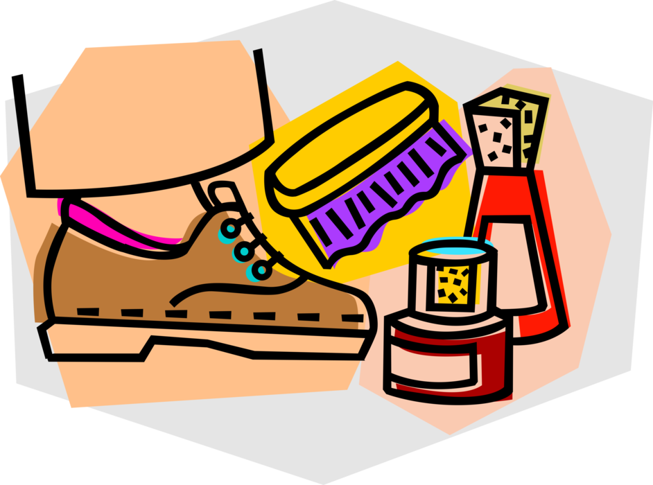 Vector Illustration of Footwear Shoe Polish and Shoeshine Brush