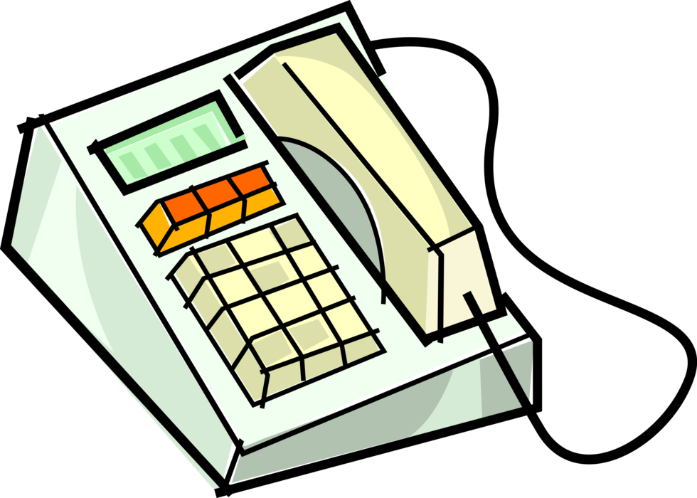 Vector Illustration of Landline Telecommunications Device Telephone or Phone Enables Direct Conversation