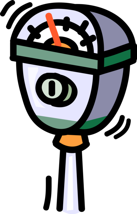 Vector Illustration of Parking Meter used to Collect Money in Exchange for Right to Park Vehicle